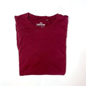 Kathmandu 100% Merino Wool Burgundy T-Shirt Sz L